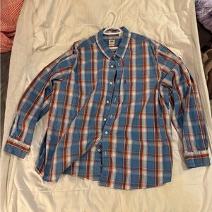 Levi's Men's Blue and Red Plaid Shirt